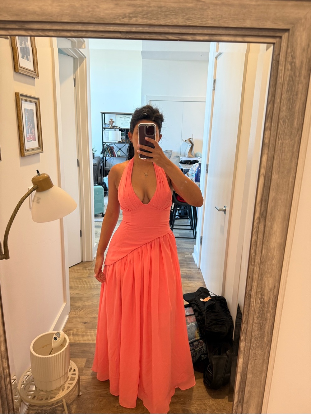 Halter-Neck Coral Gown